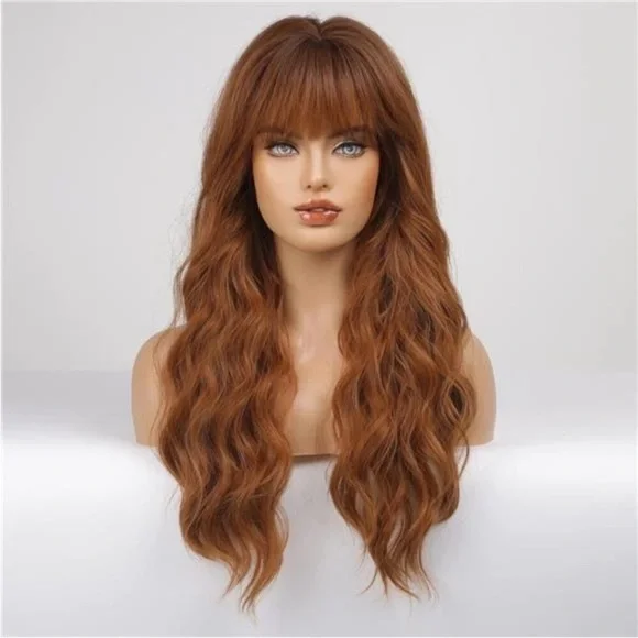 Wig with Bangs for Women, Ombre Auburn